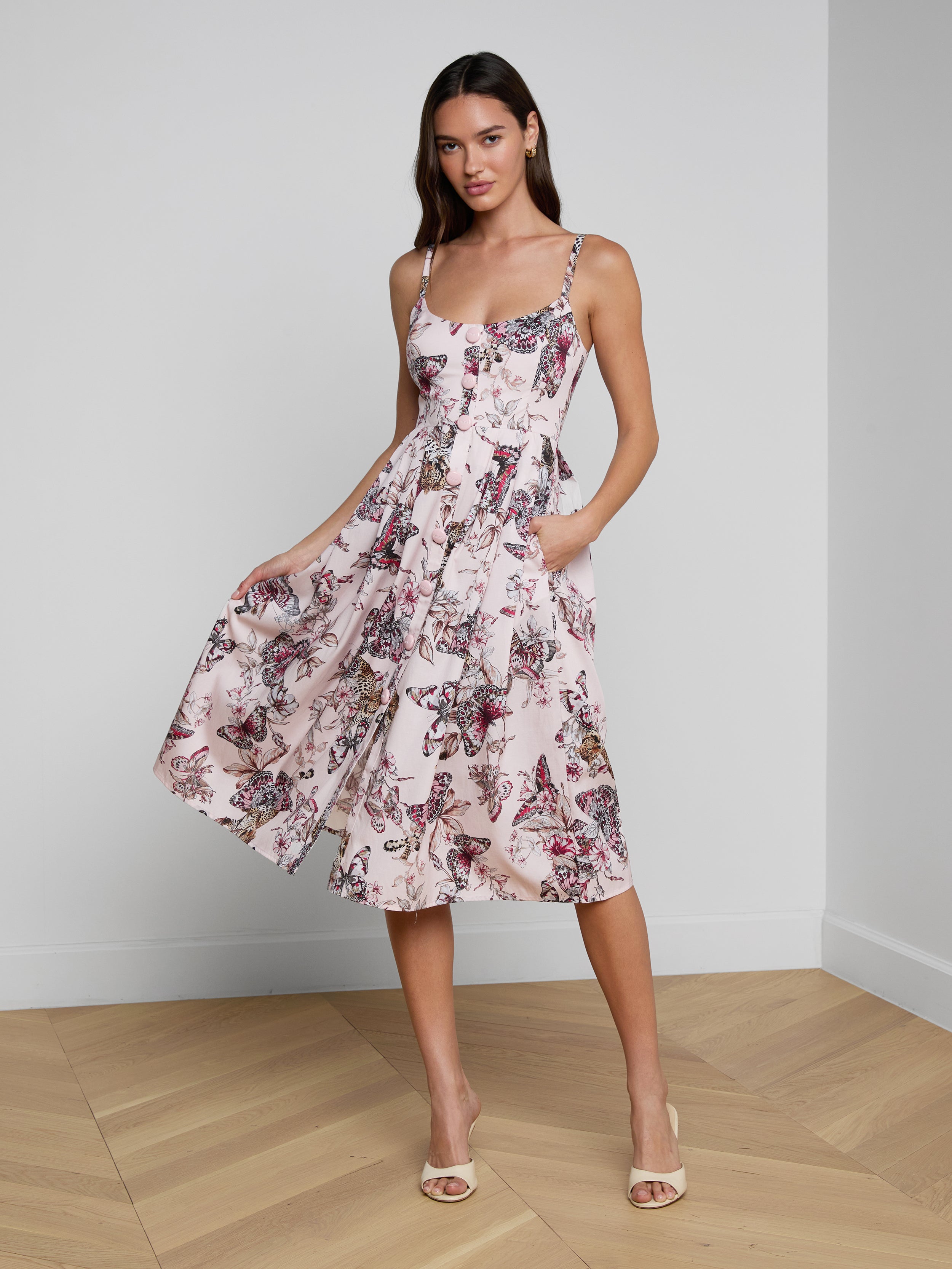 knee length dresses for ladies L'agence Women's Reanne Midi Dress - Red