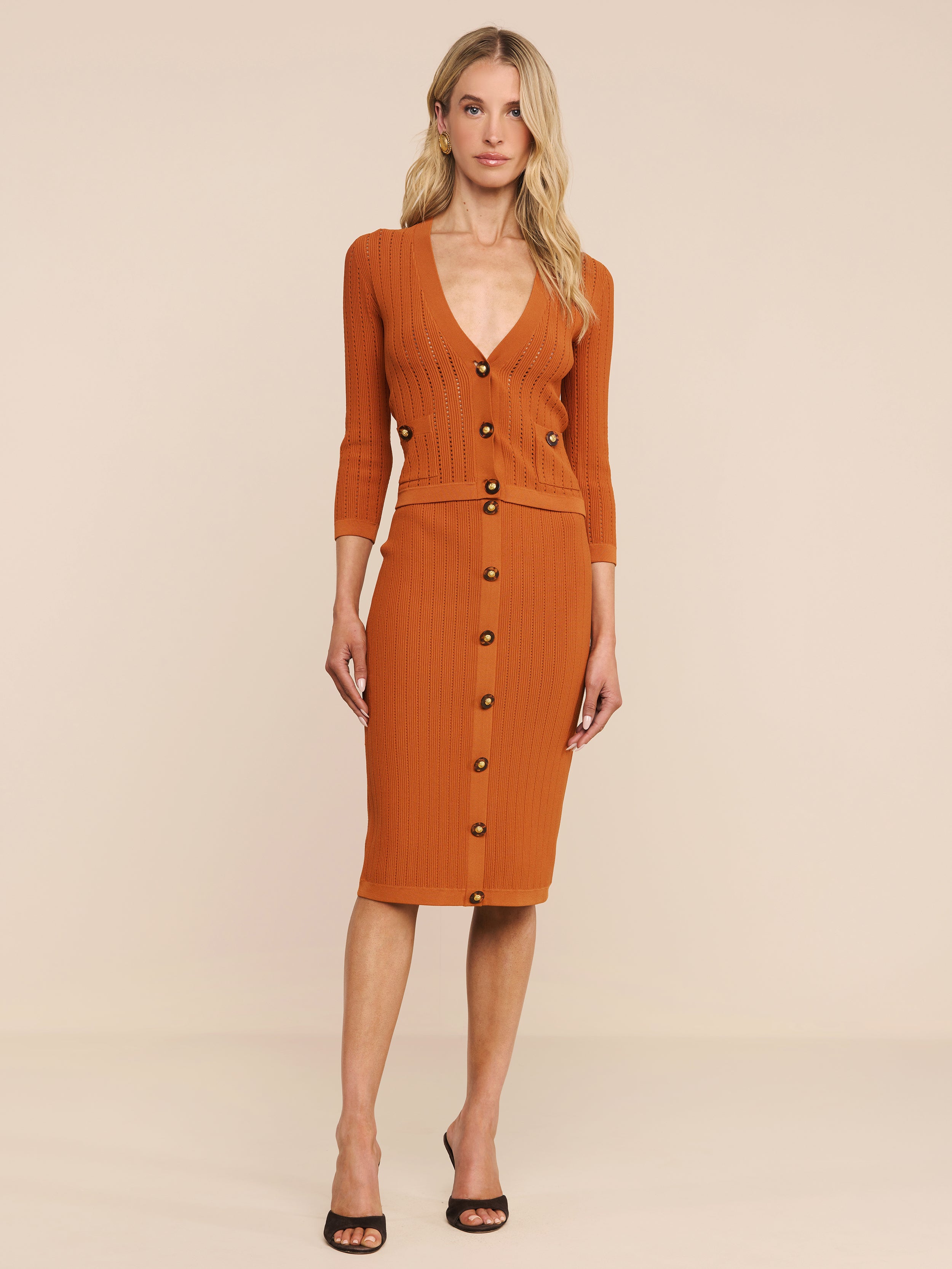 Melania Pointelle Knit Skirt in Sienna | L'AGENCE