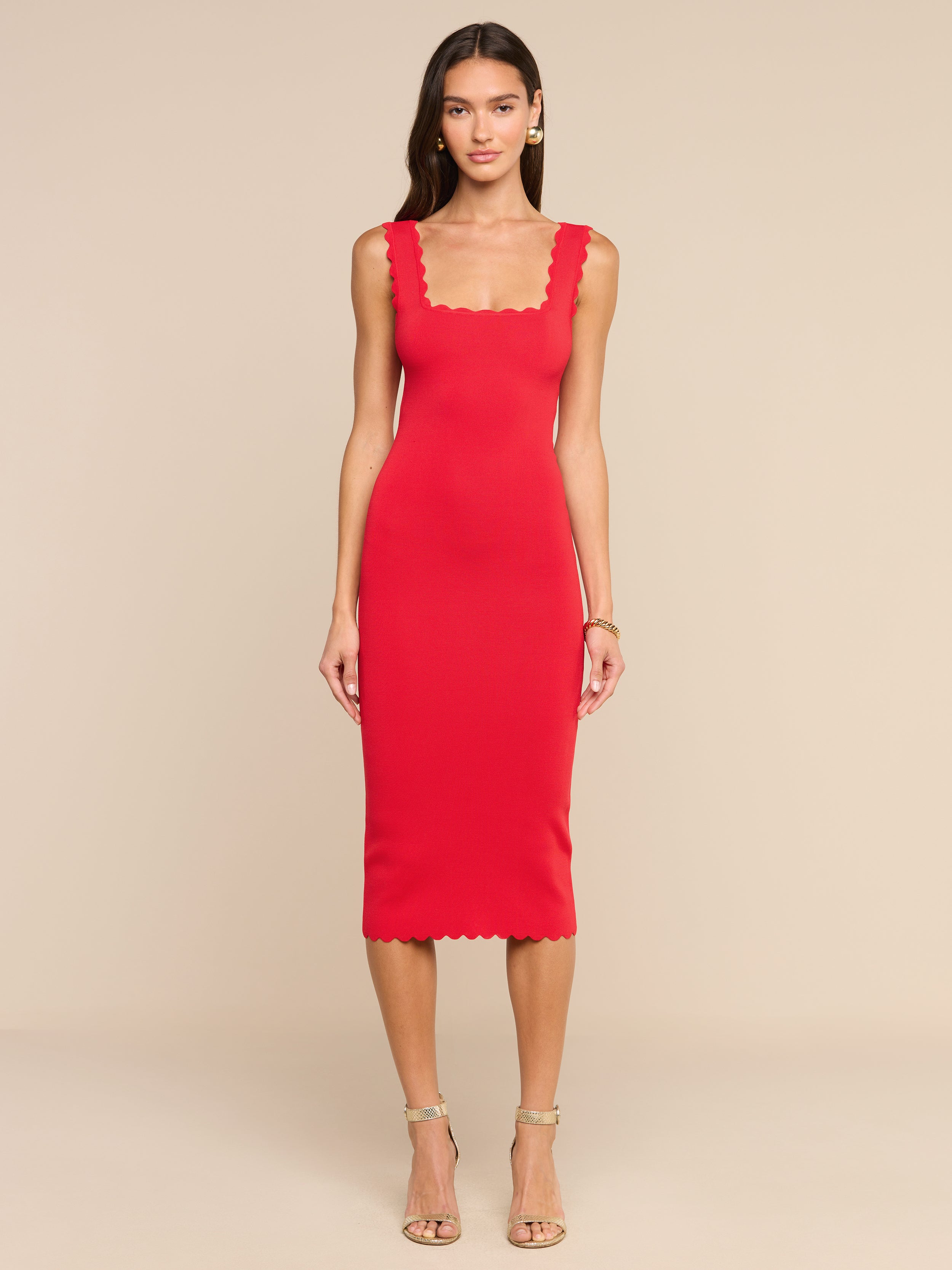 Romona Knit Dress in Lipstick Red | L'AGENCE