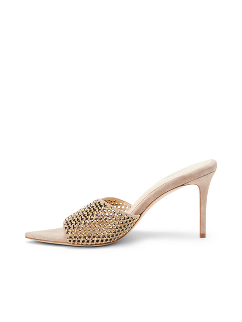 L'AGENCE Narcise Open Toe Mule in Macaroon Suede