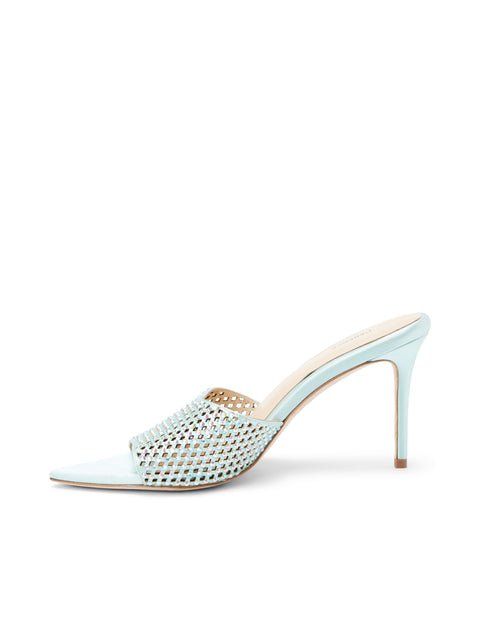 L'AGENCE Narcise Open Toe Mule in Mint Satin