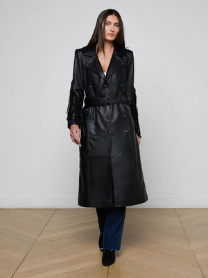 Celina Fringed Leather Trench