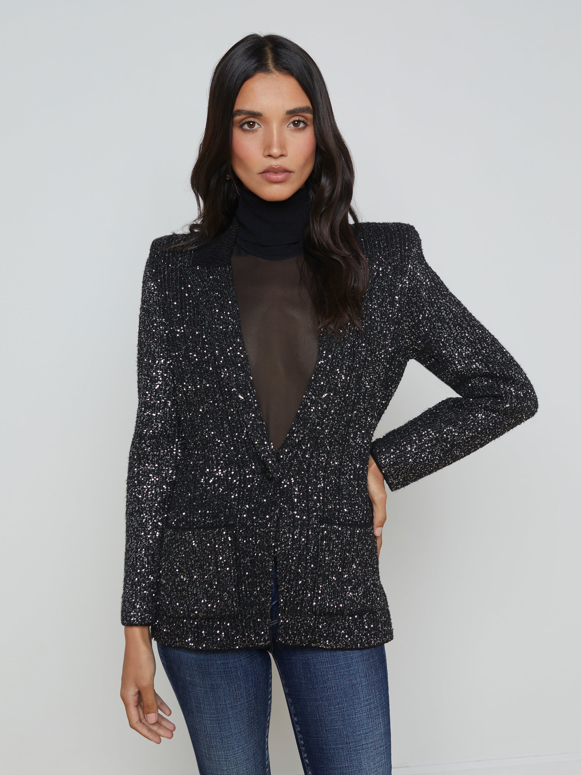 Leonora Sequin Knit Blazer blazer L'AGENCE Sale