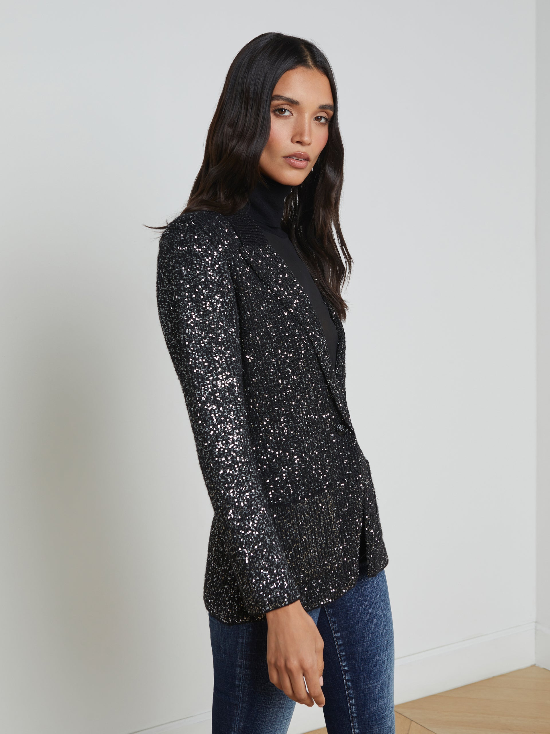 Leonora Sequin Knit Blazer blazer L'AGENCE Sale