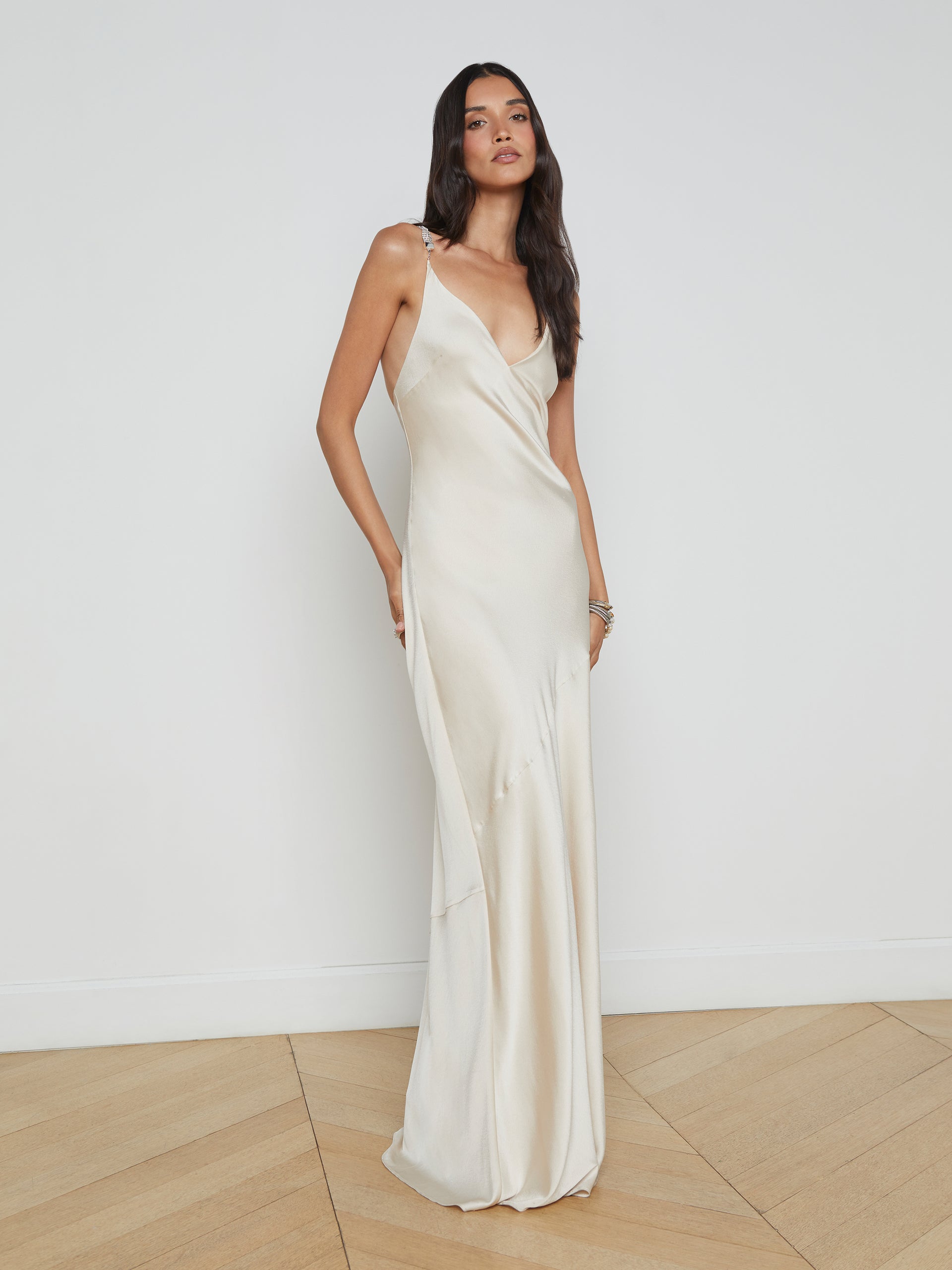 Saint Crystal Strap Gown dress L'AGENCE   