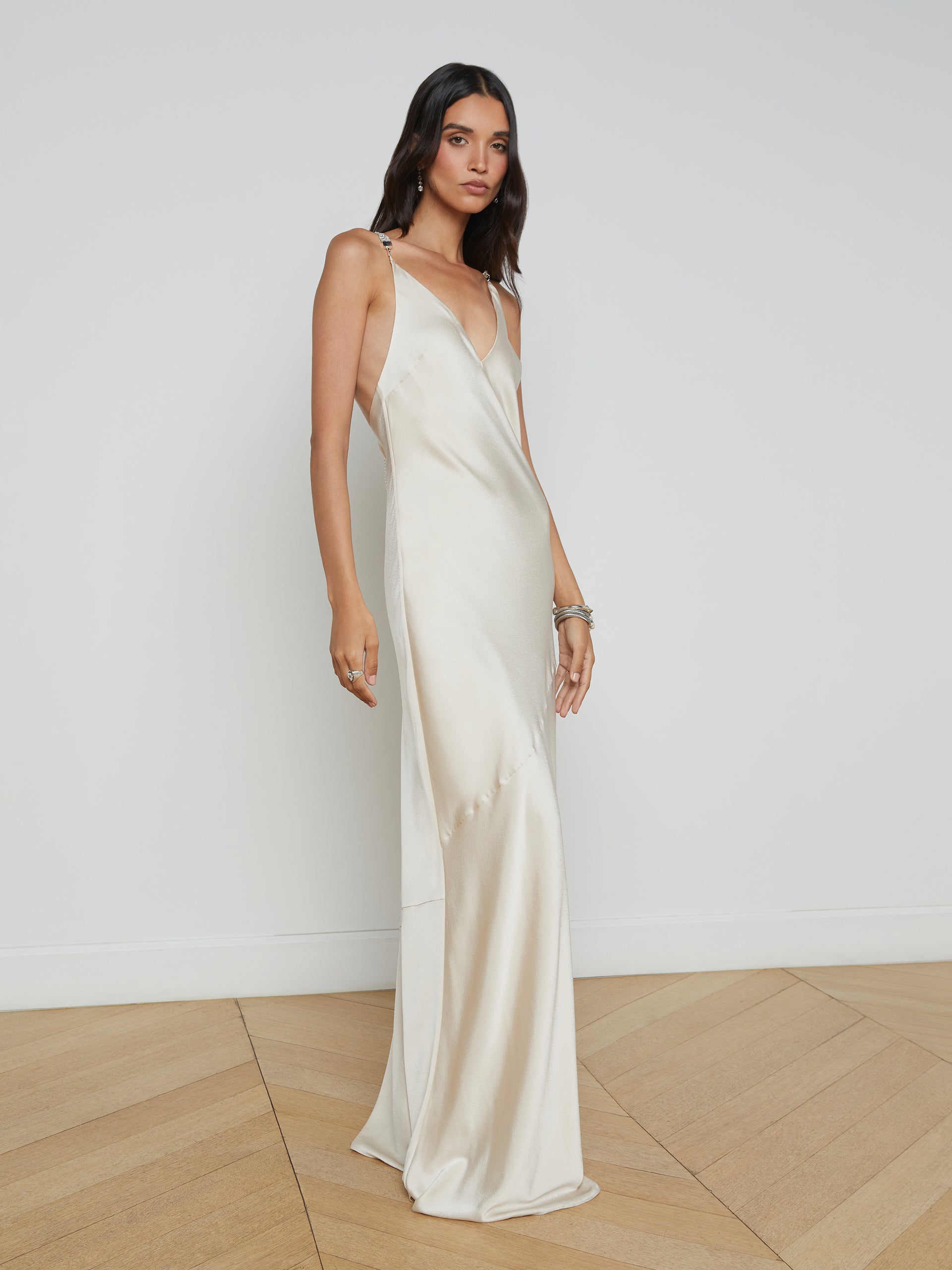 Saint Crystal Strap Gown dress L'AGENCE   