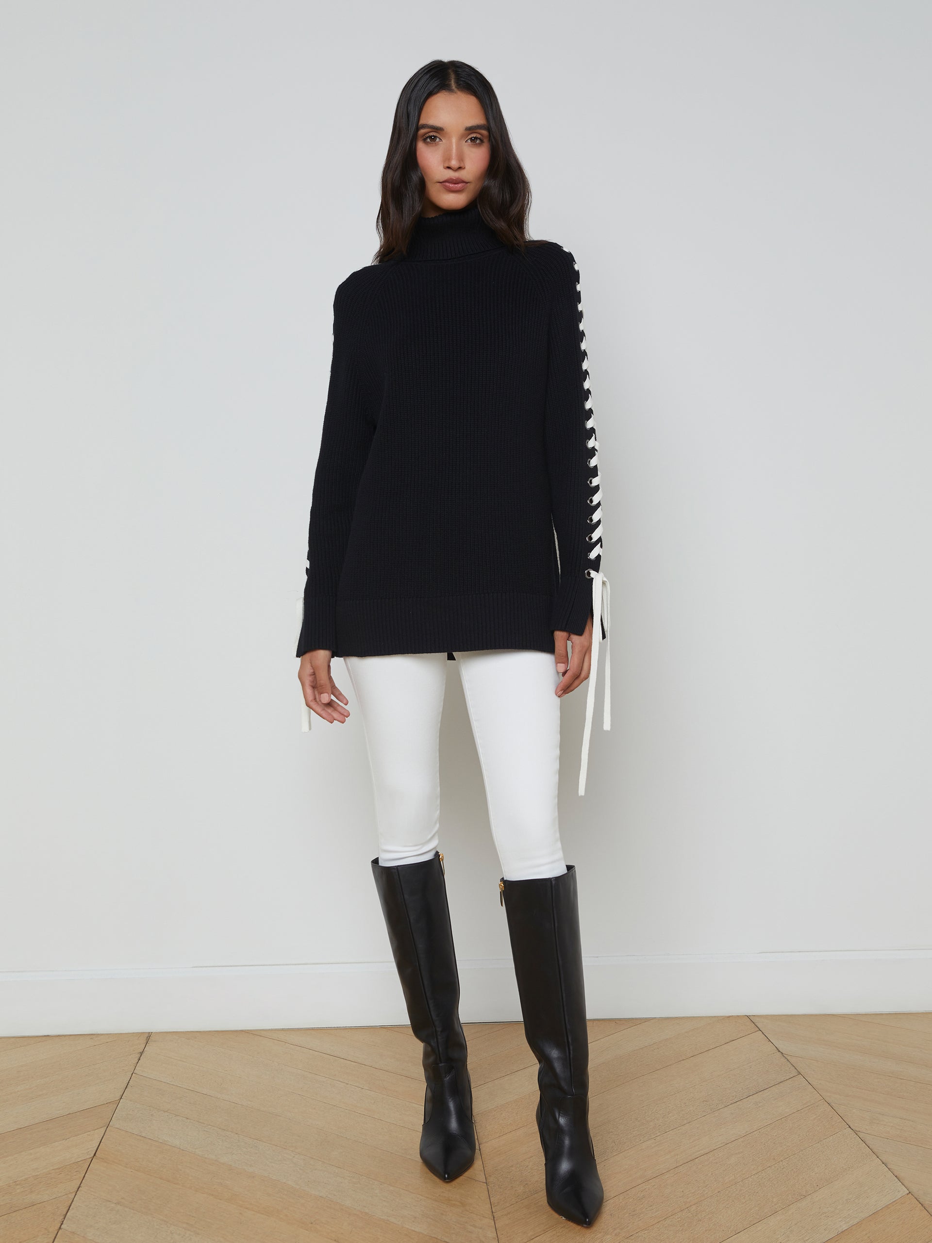 Nola Lace-Up Turtleneck turtleneck L'AGENCE Sale