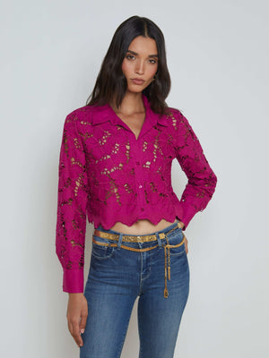 Seychelle Cropped Lace Blouse blouse L'AGENCE Sale