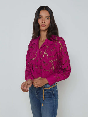 Seychelle Cropped Lace Blouse blouse L'AGENCE Sale