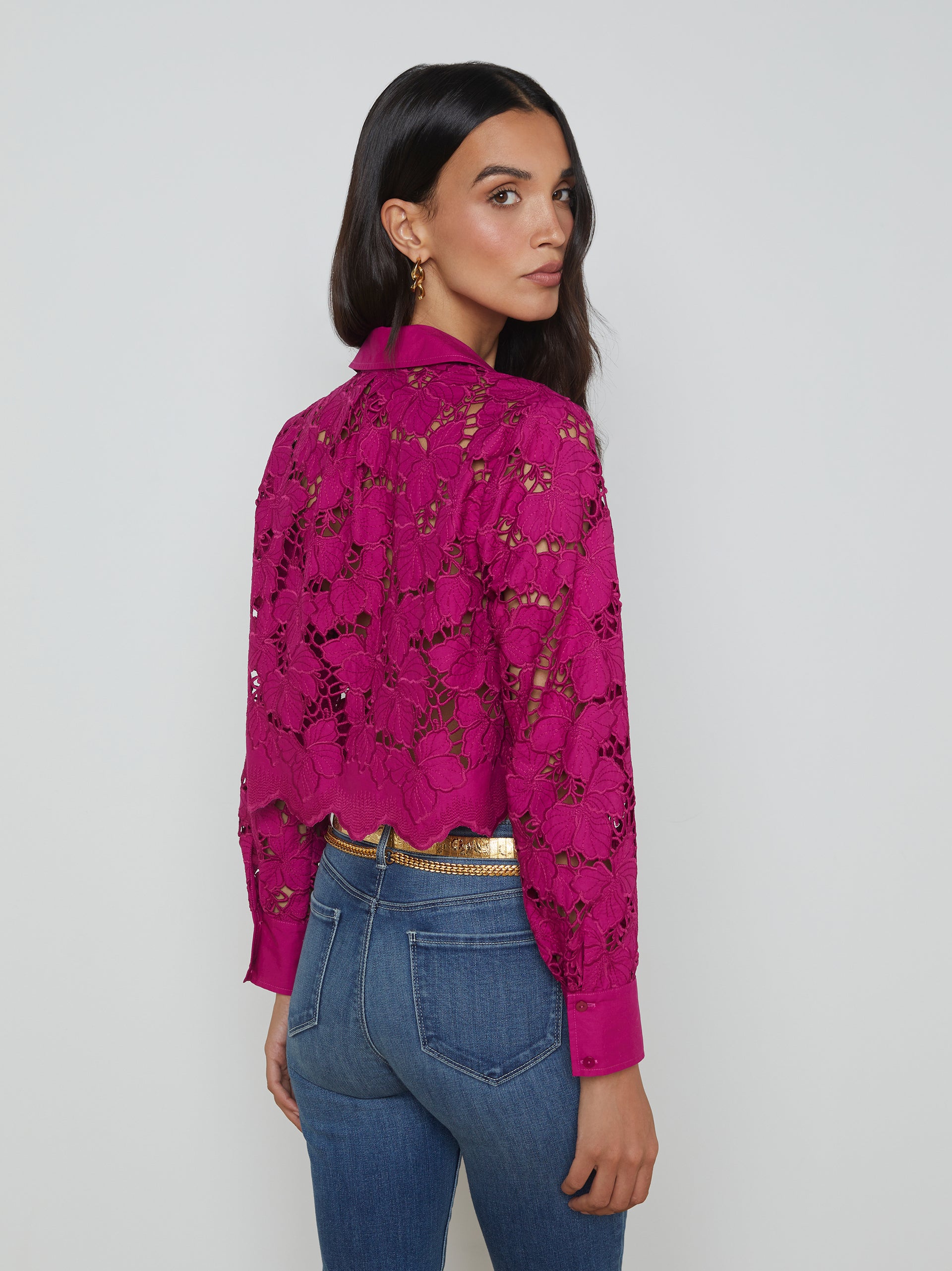 Seychelle Lace Cropped Blouse blouse L'AGENCE Sale