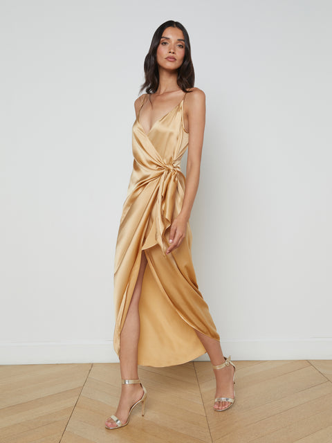 Amilia Silk Wrap Dress dress L'AGENCE Sale