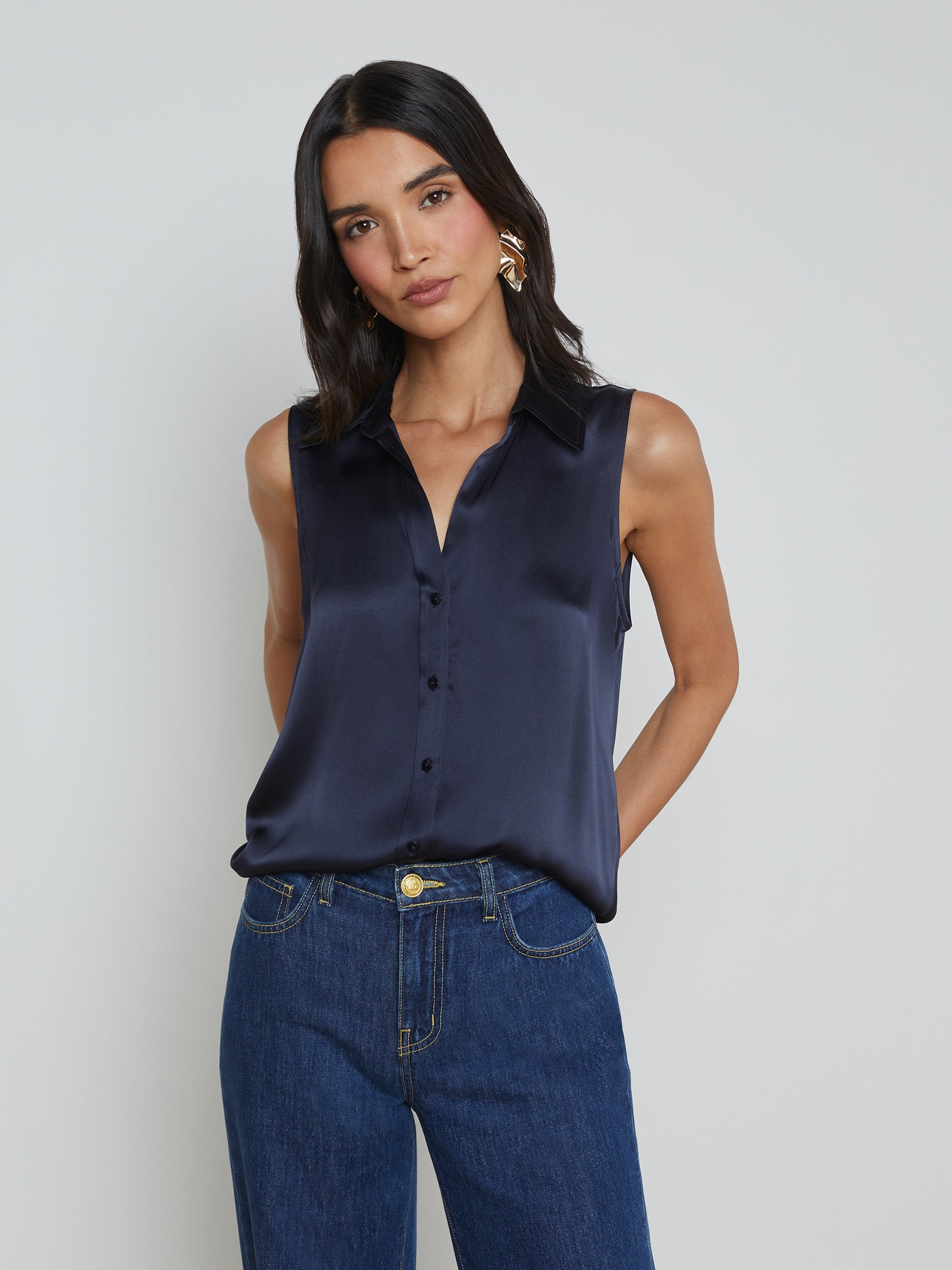 Emmy Sleeveless Silk Blouse blouse L'AGENCE Sale