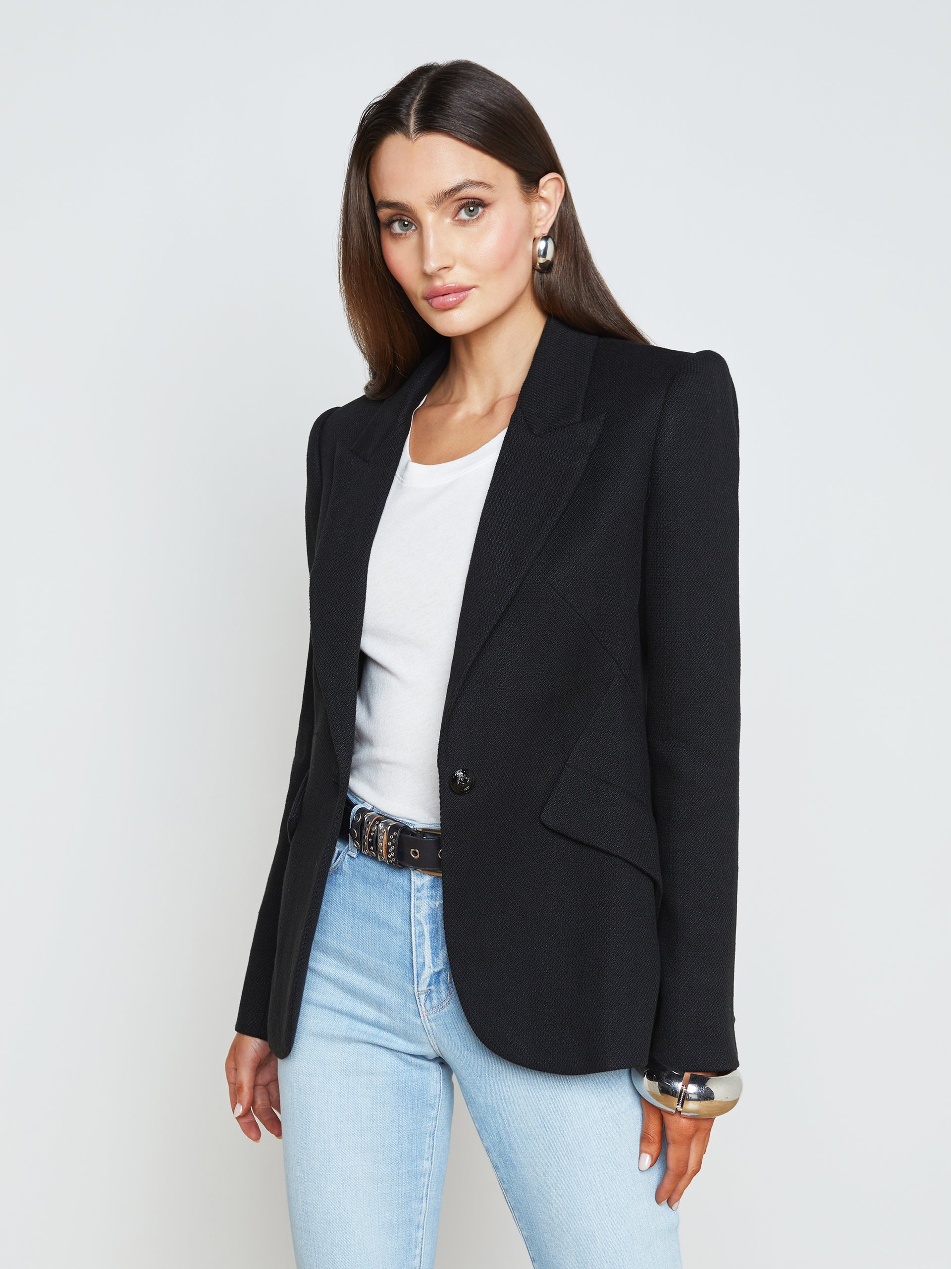 Chamberlain Linen-Blend Blazer blazer L'AGENCE Sale   