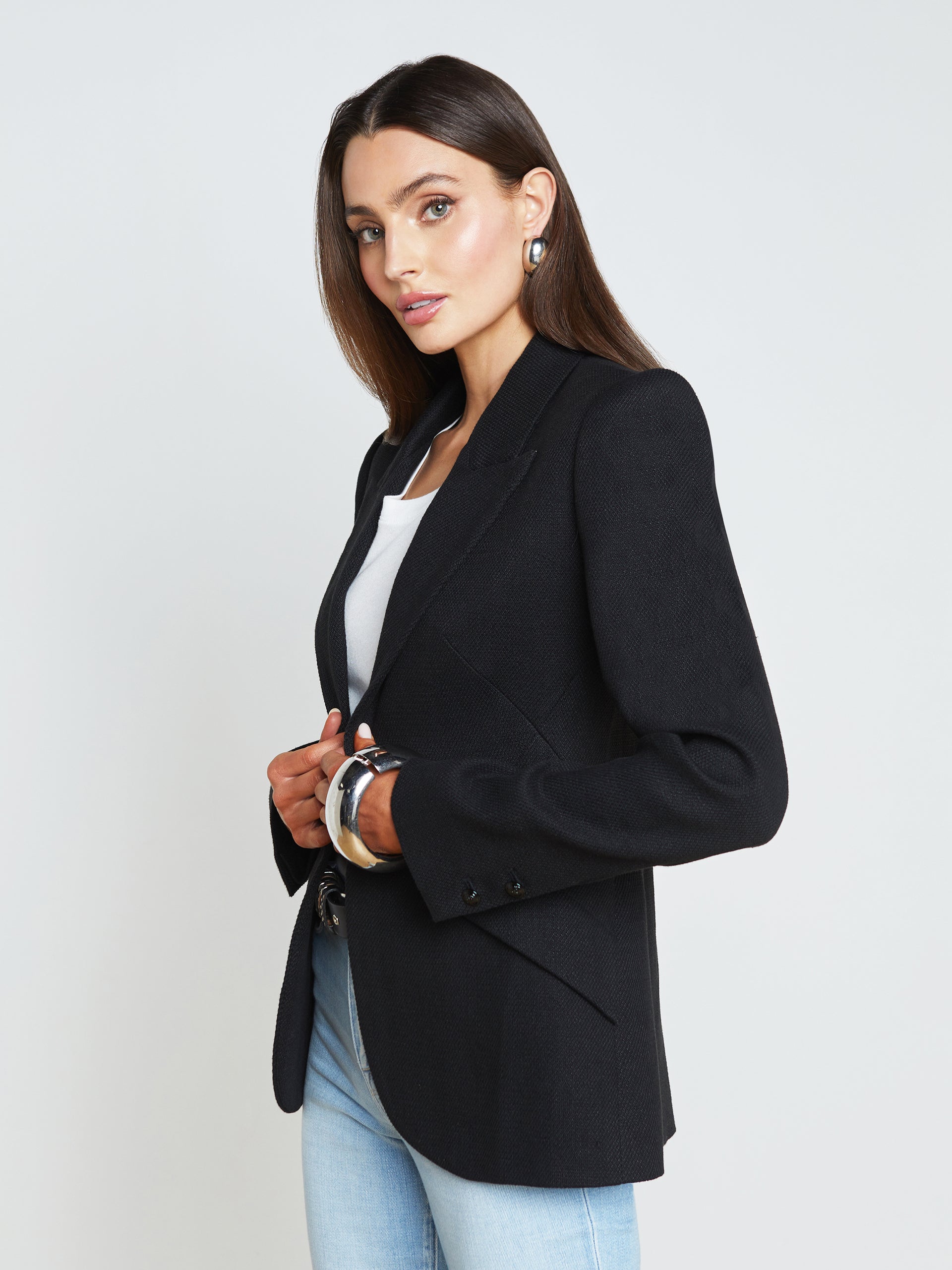 Chamberlain Linen-Blend Blazer blazer L'AGENCE Sale   