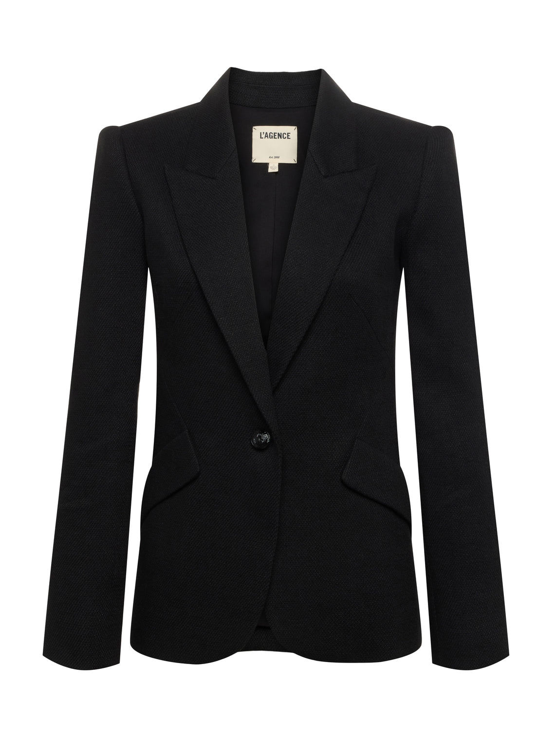 L'AGENCE - Chamberlain Single-Breasted Linen-Blend Blazer in Black