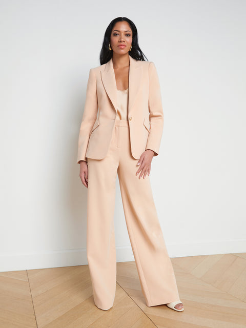 Womens Two Piece Pants Color Block Womens Pink Set Blazer And Pant