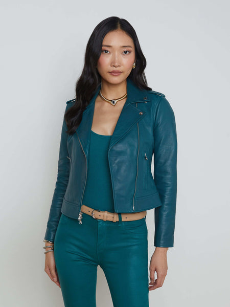 l agence the biker cutwork leather moto jacket