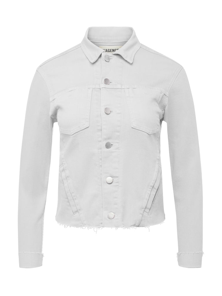 L'AGENCE Janelle 3/4 Sleeve Denim Jacket In Blanc