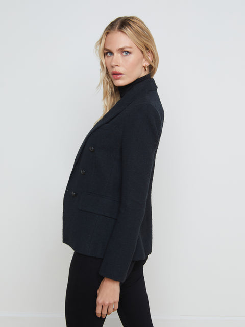 L'AGENCE Kenzie Tweed Blazer In Black/Black