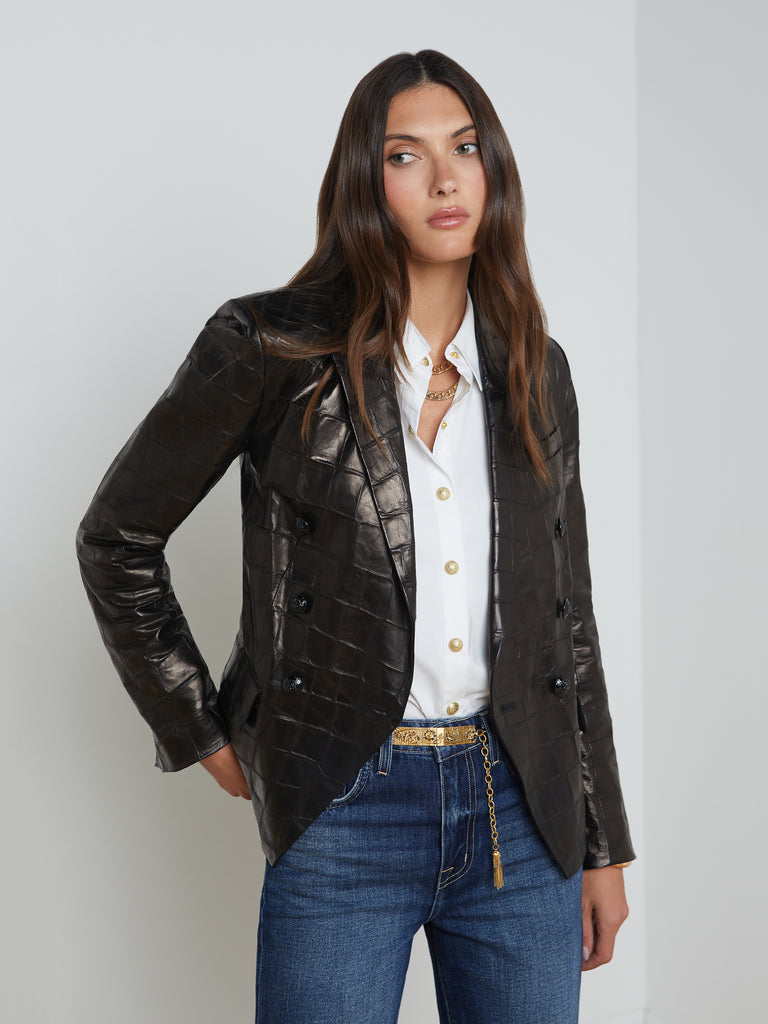 Kenzie Leather Blazer blazer L'AGENCE   