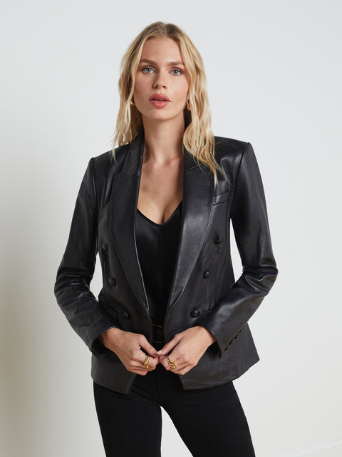 Embossed GG leather jacket in Black Ready-to-wear