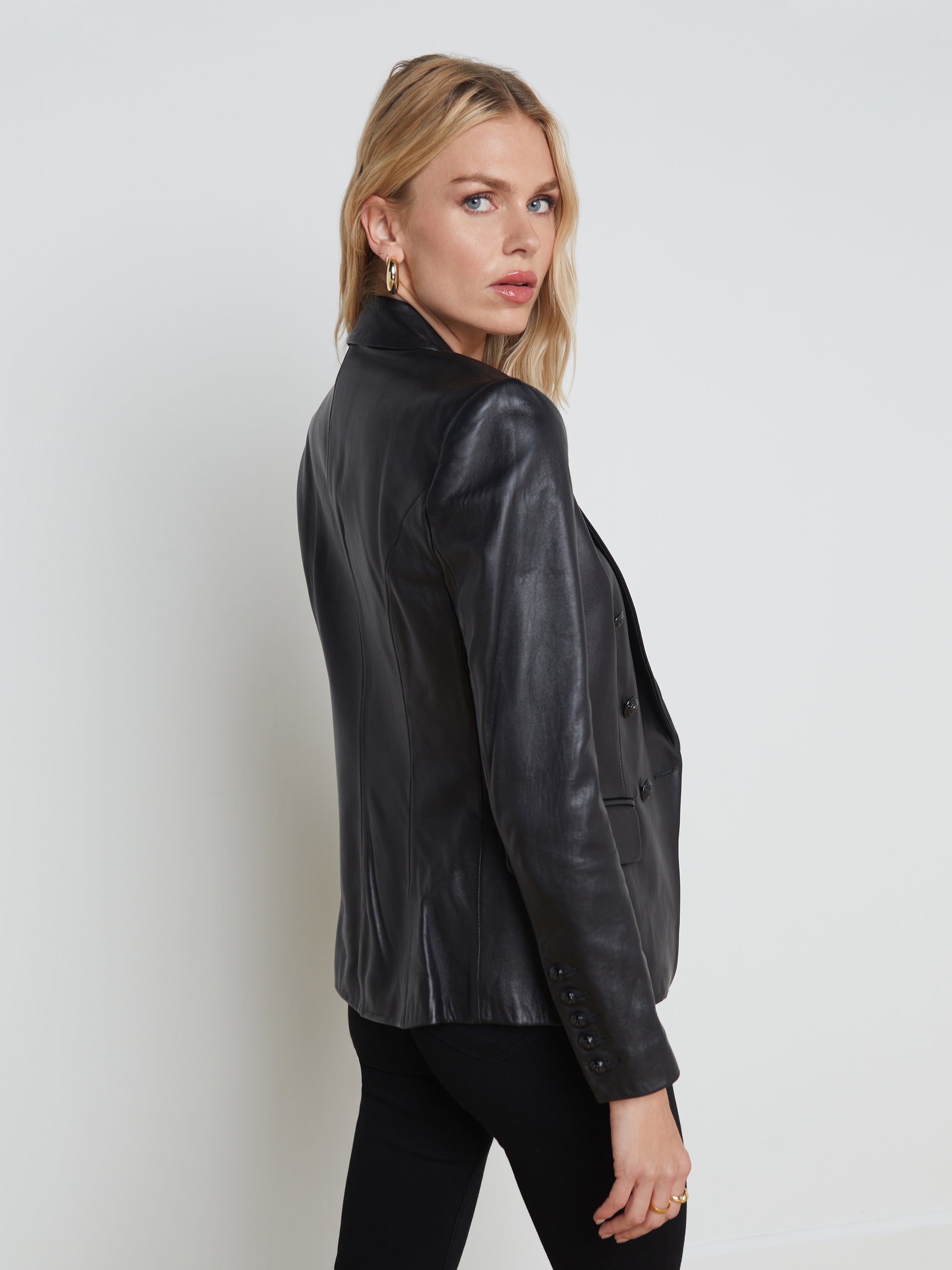 Kenzie Leather Blazer blazer L'AGENCE   