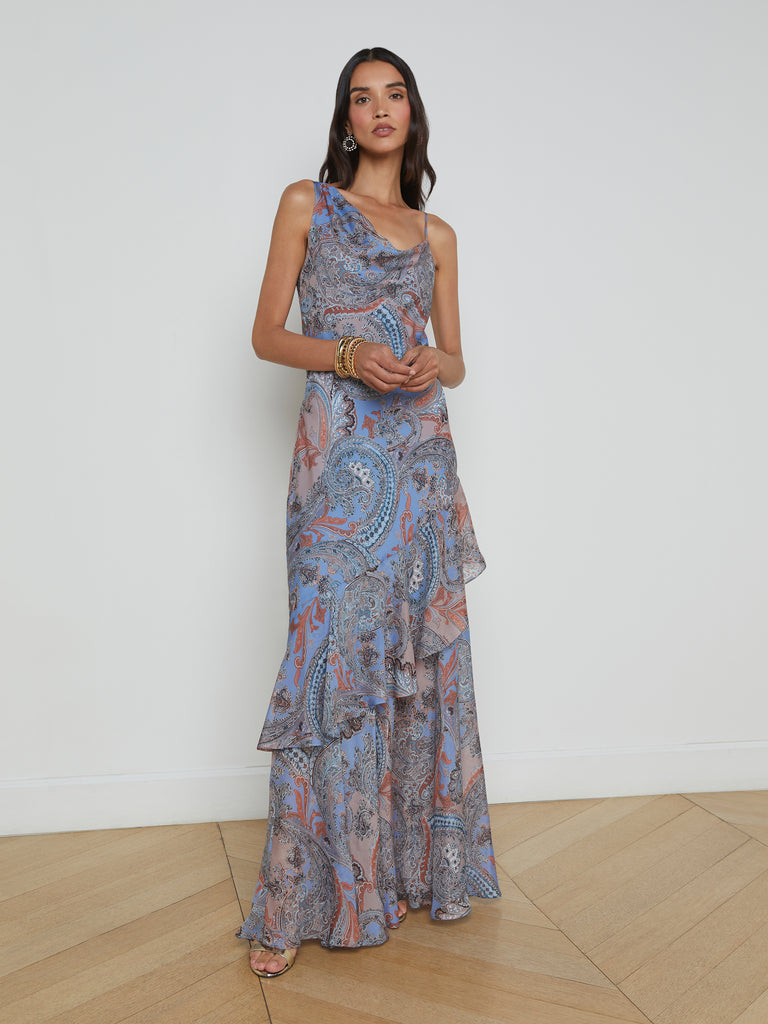 Viola Silk Cowl-Neck Gown dress L'AGENCE