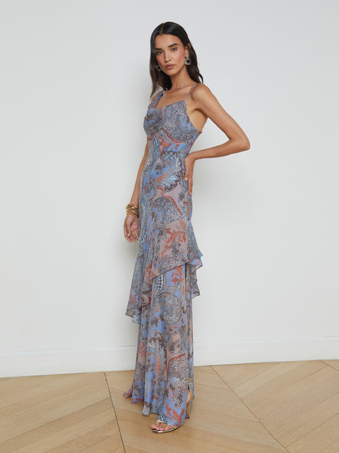 Viola Silk Cowl-Neck Gown dress L'AGENCE