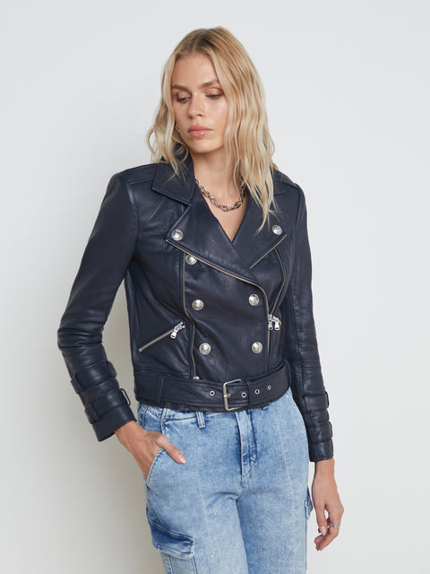 Billie Belted Leather Jacket jacket L'AGENCE   