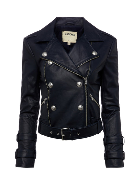 Billie Belted Leather Jacket jacket L'AGENCE   