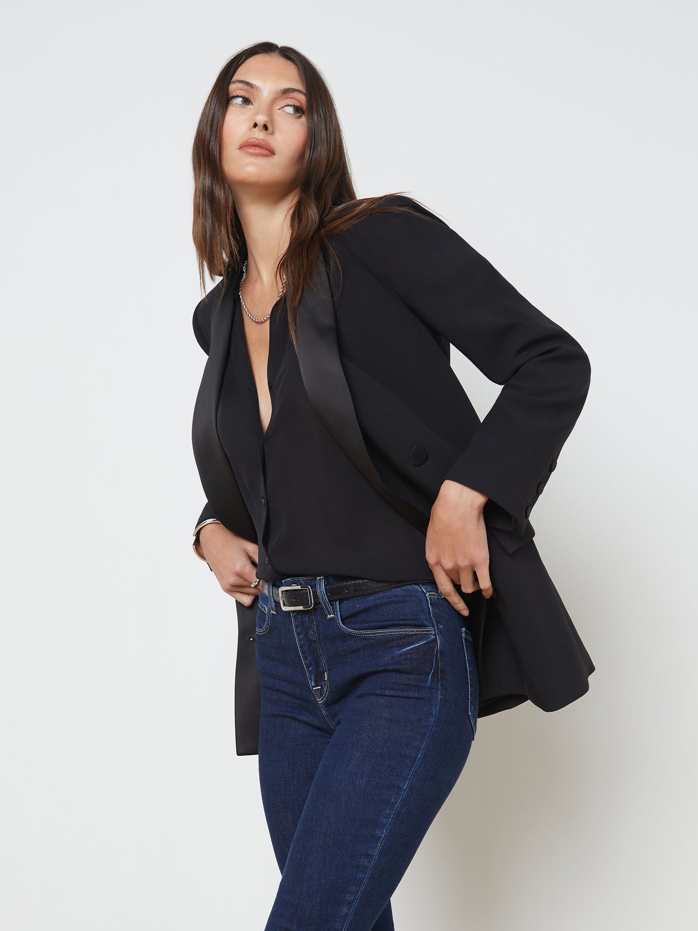 L'AGENCE - Jayda Double-Breasted Blazer in Black/Black