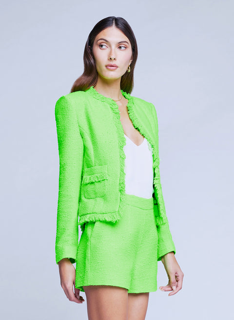 L'agence Angelina Tweed Blazer in Lime Green