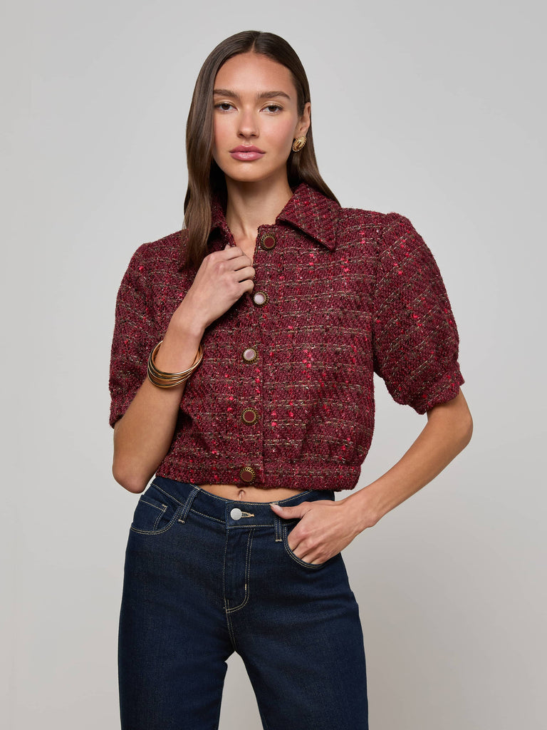 Giacca tweed ritagliata