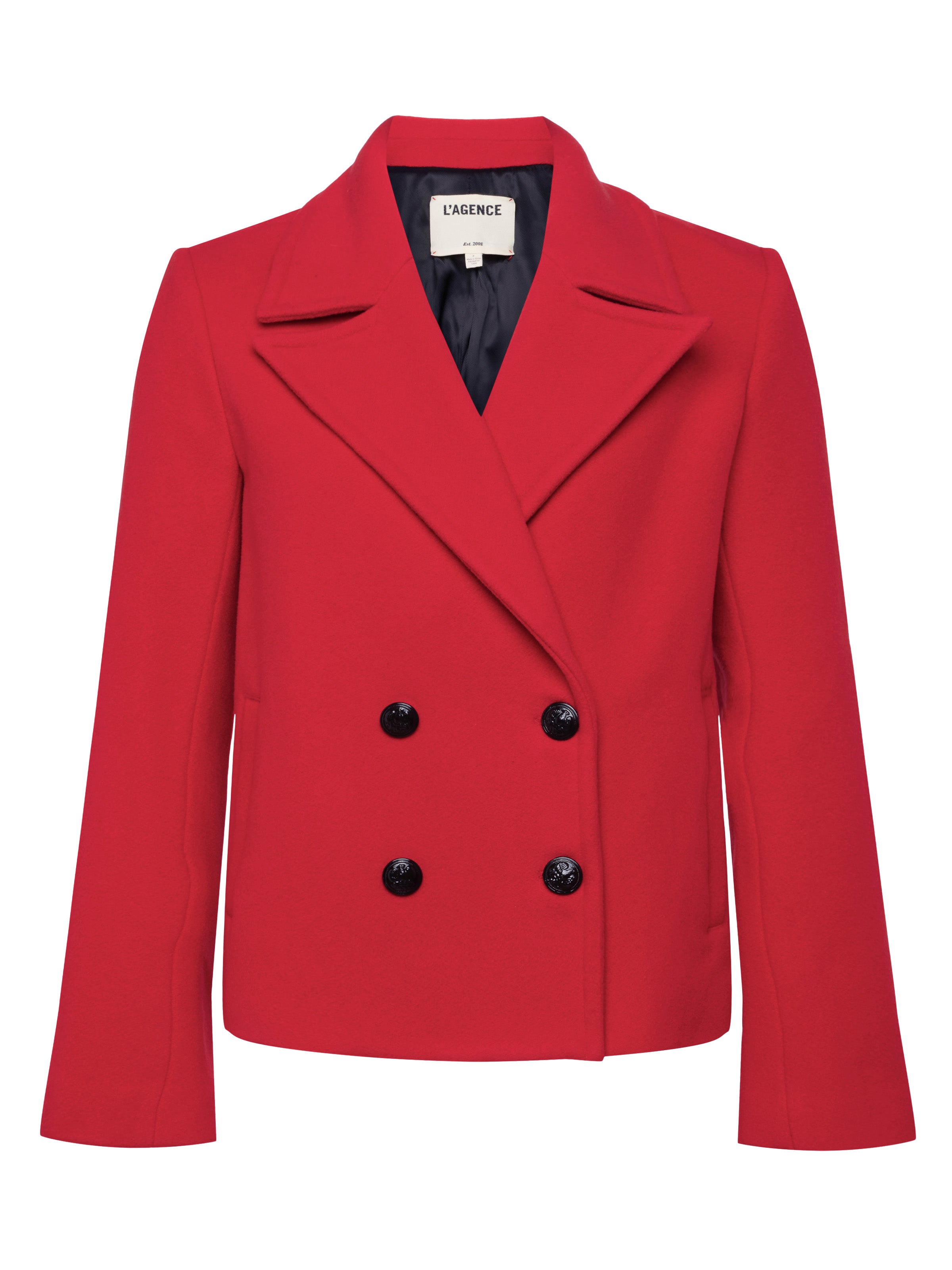 L'AGENCE Athens Cropped Peacoat in Lava Red