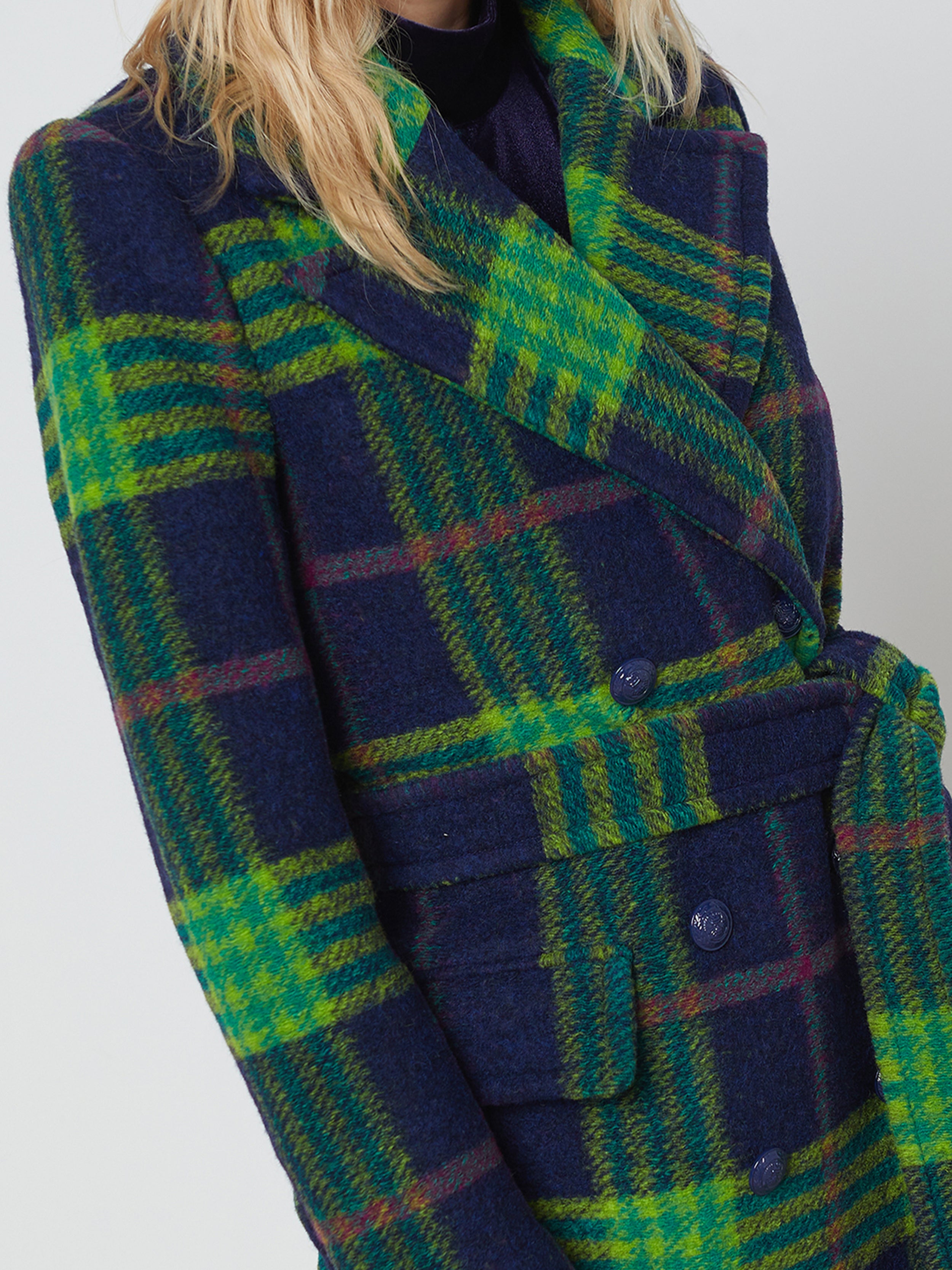 Blue green tartan coat sale