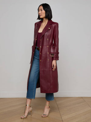 Celina Leather Trench Coat