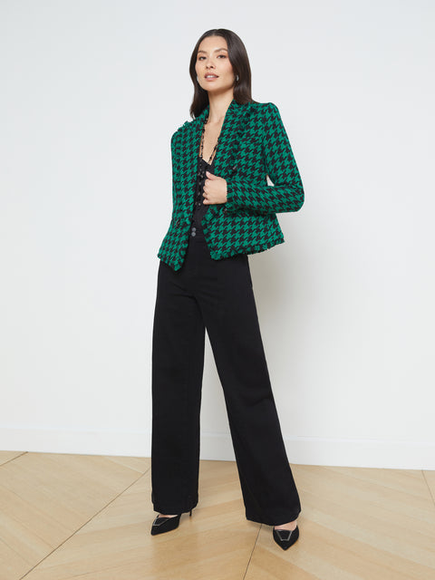 The Green Houndstooth Wide Leg Pants & Reviews - Green - Bottoms