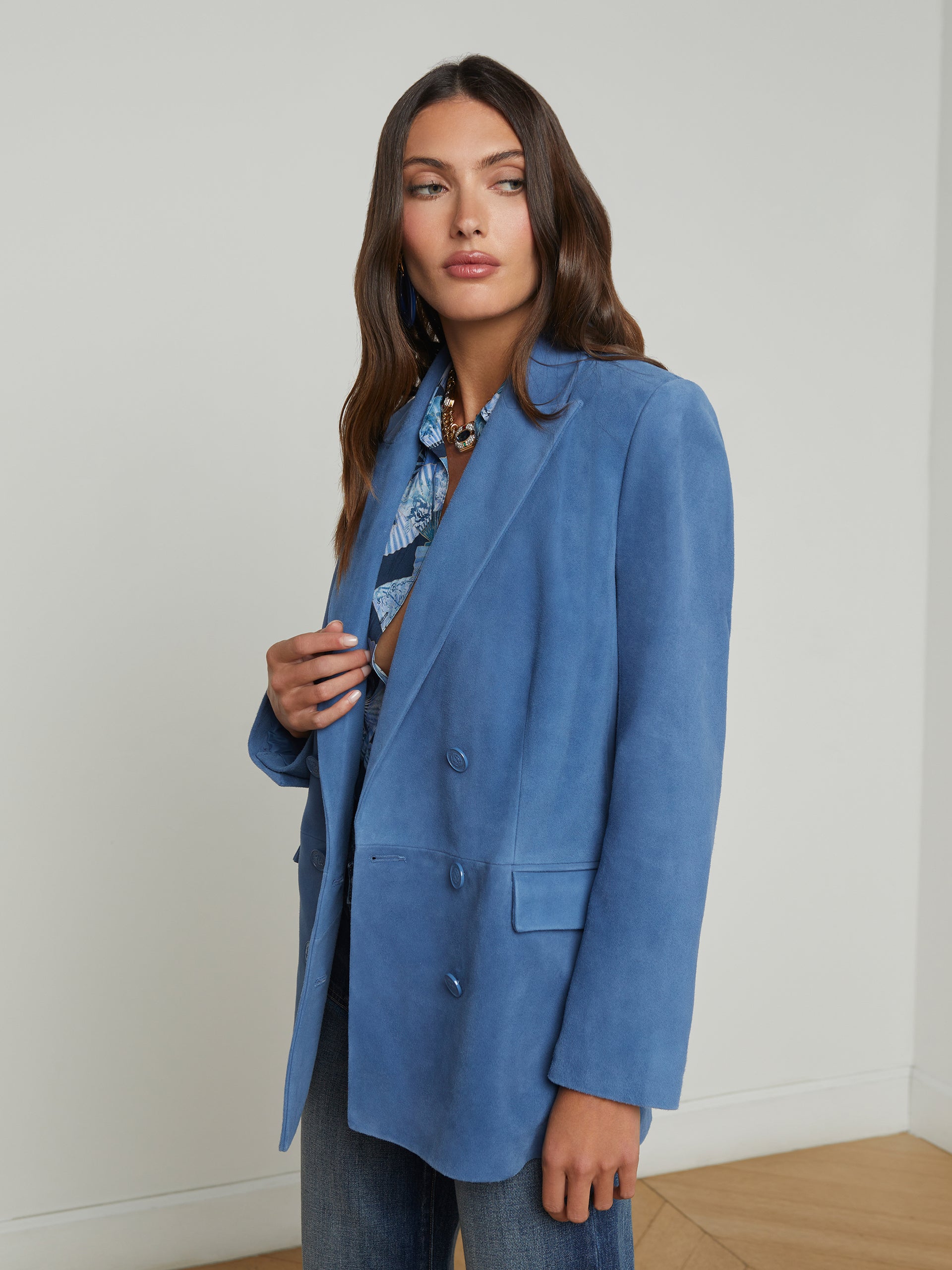 Aimee Oversized Suede Blazer blazer L'AGENCE