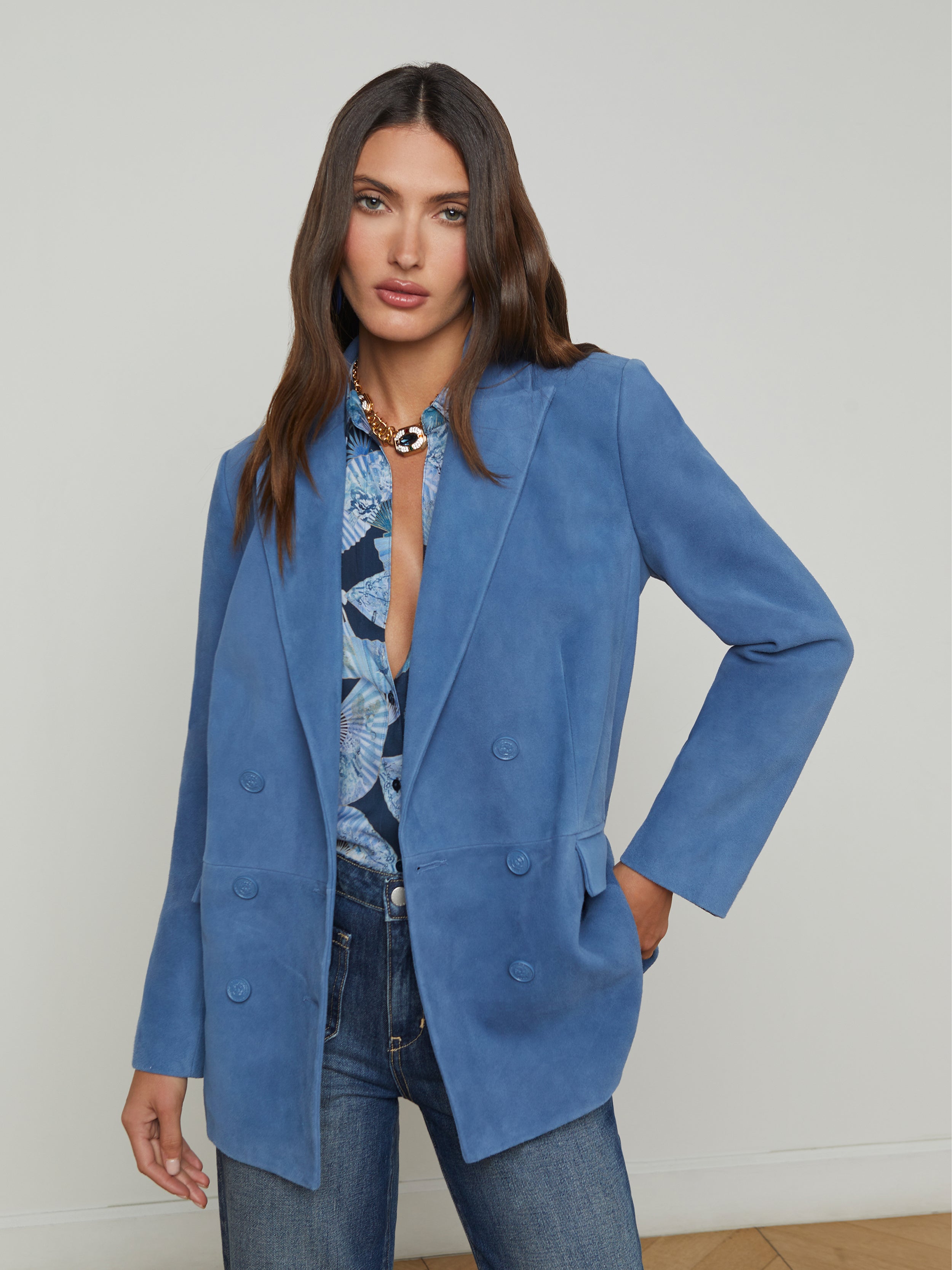 Aimee Suede Blazer blazer L'AGENCE