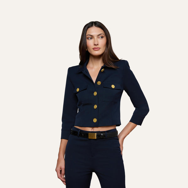 Kumi Cropped Jacket in Midnight | L'AGENCE