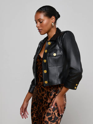 Kumi Cropped Leather Jacket