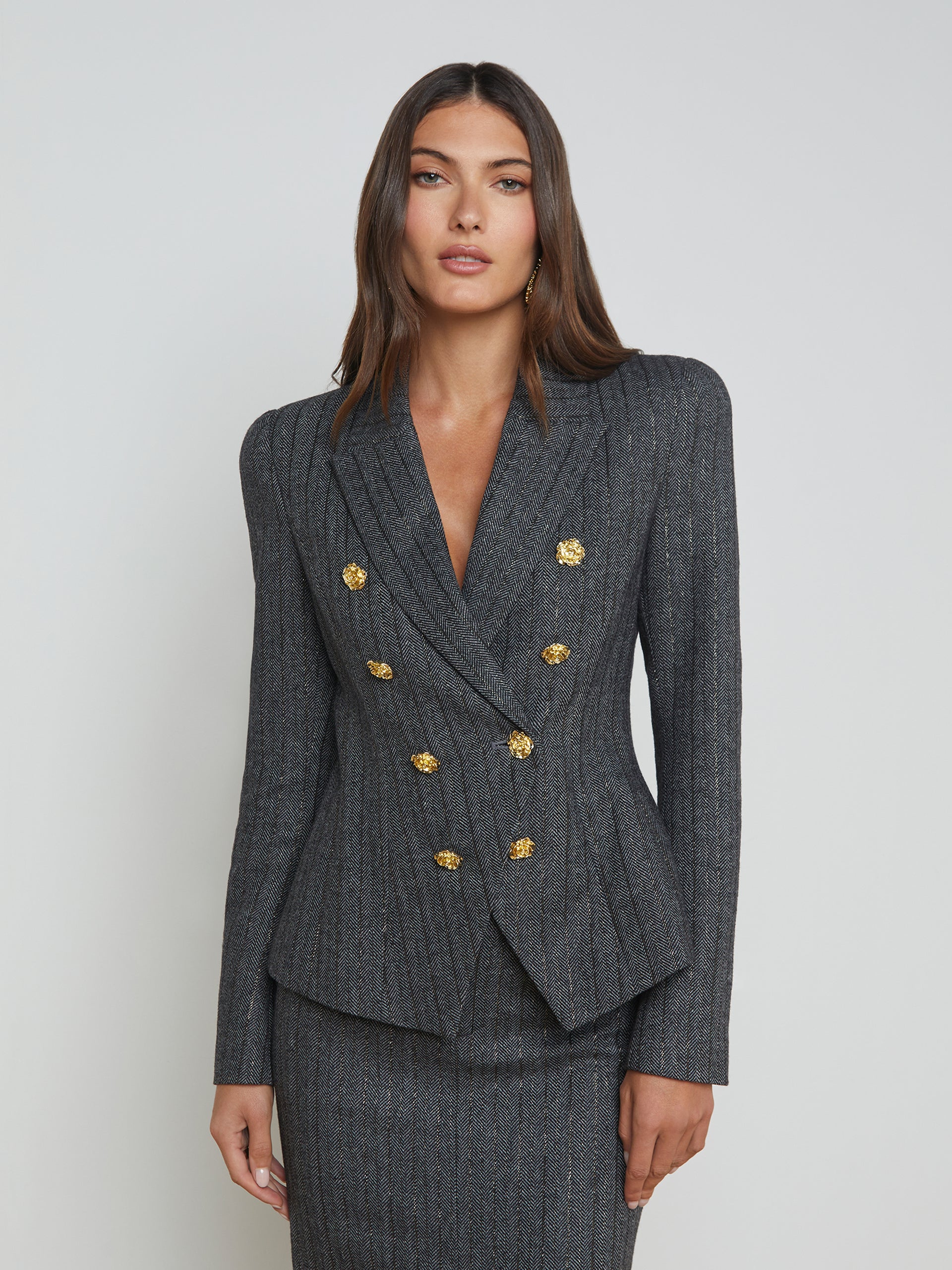 Bethany Herringbone Blazer blazer L'AGENCE Sale