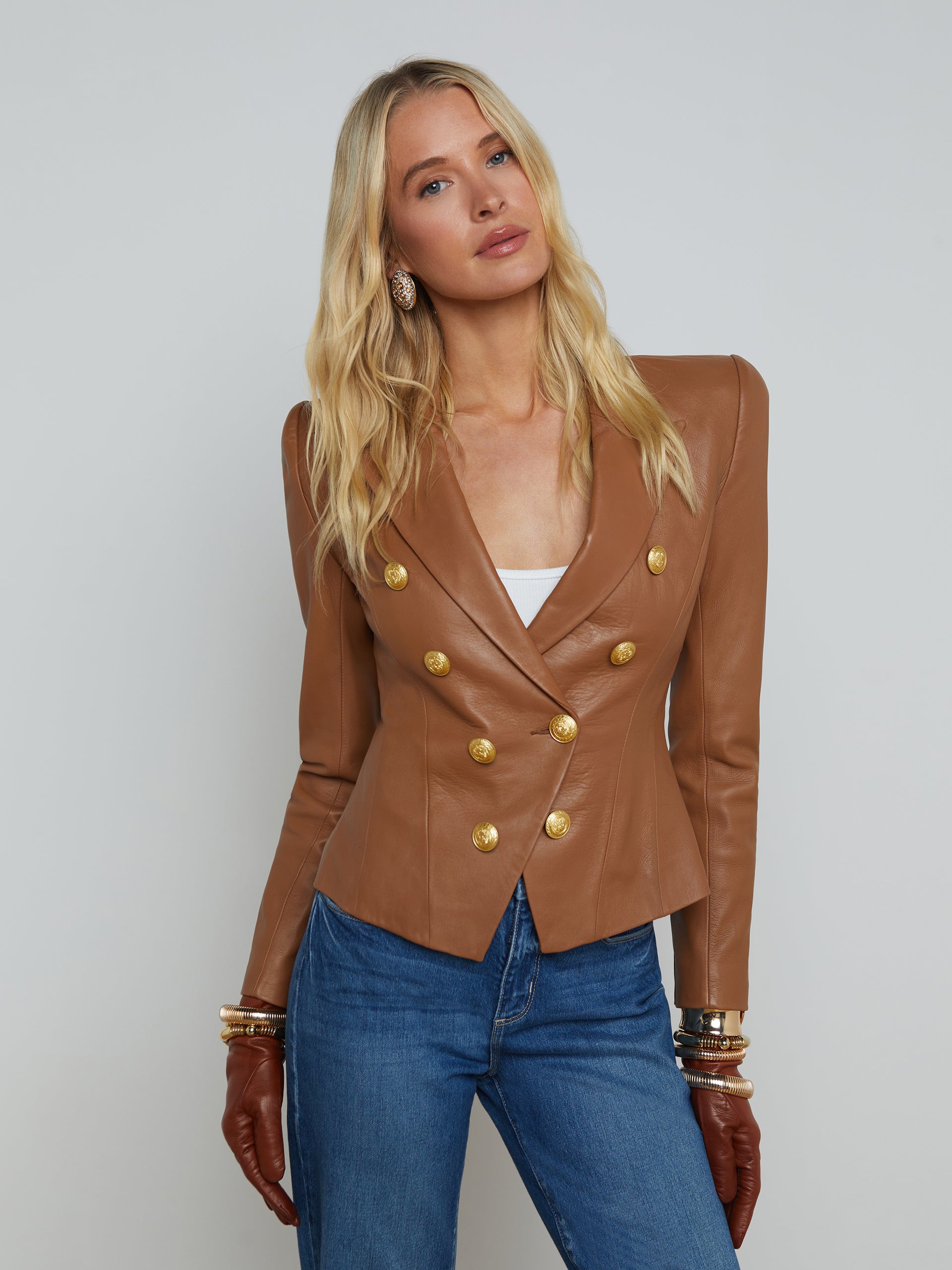 Bethany Leather Blazer blazer L'AGENCE