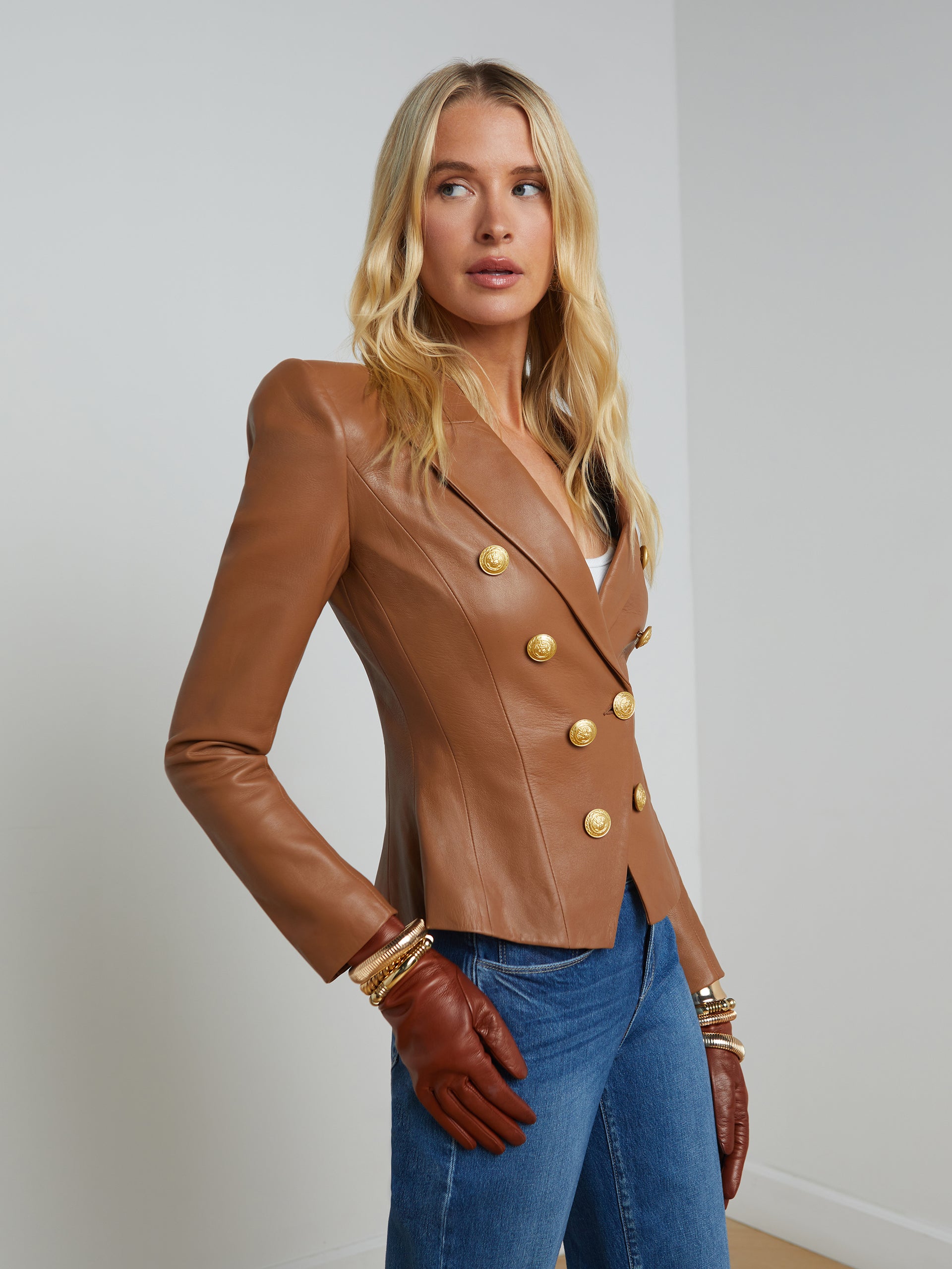 Bethany Leather Blazer blazer L'AGENCE