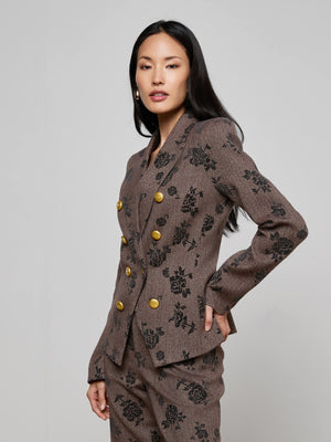 Bethany Flocked Herringbone Blazer