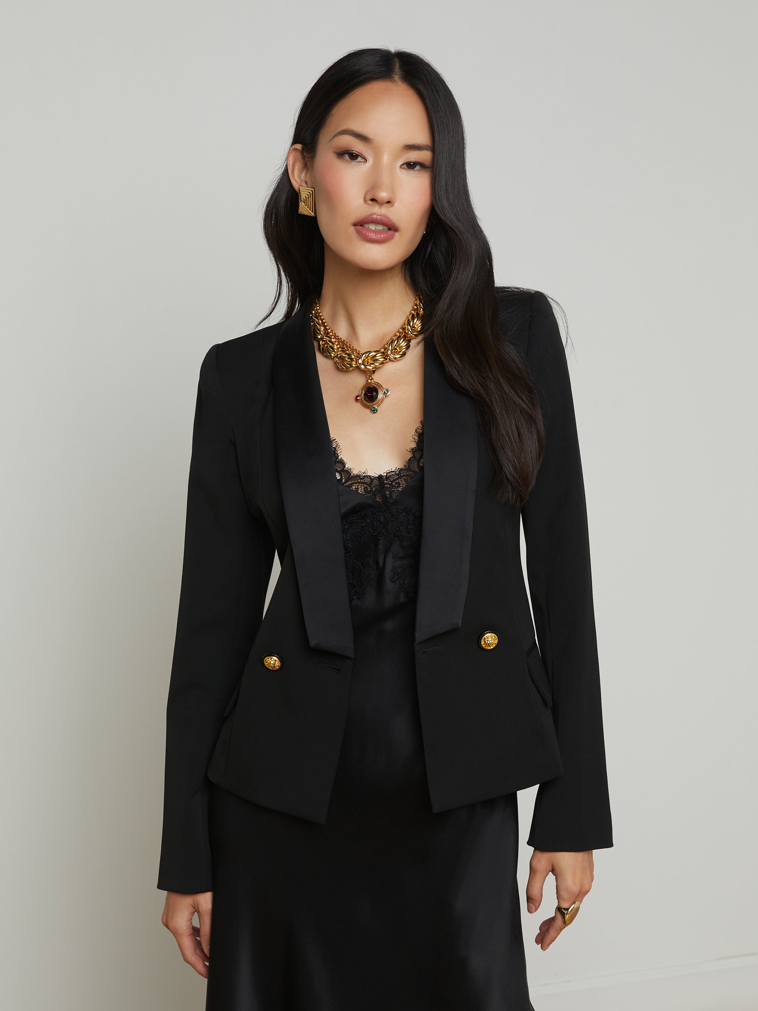 Imogen Satin Lapel Blazer blazer L'AGENCE