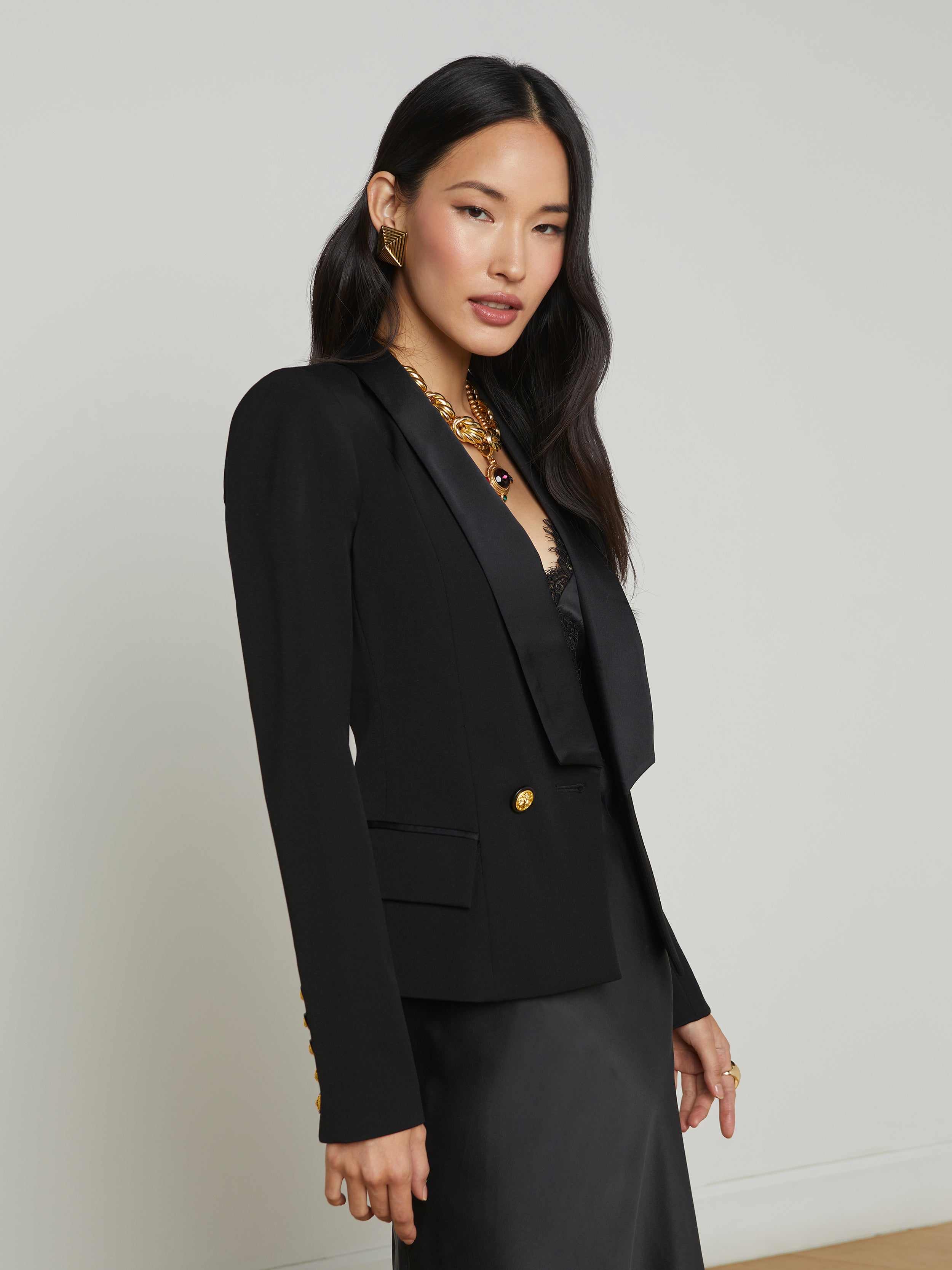 Imogen Satin Lapel Blazer blazer L'AGENCE