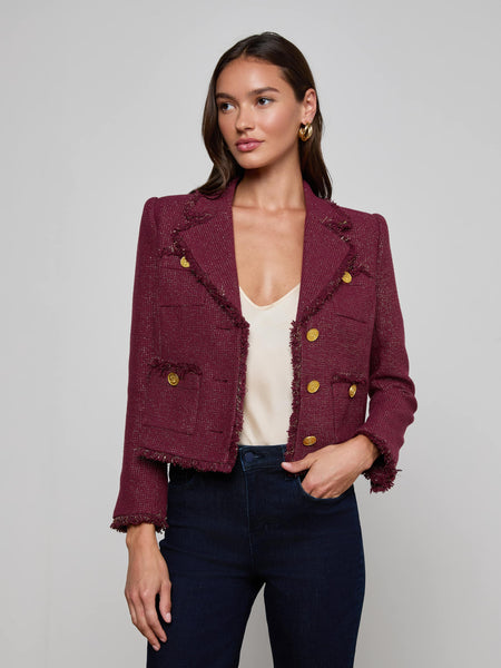 Sylvia Tweed Jacket in Malbec/Gold | L'AGENCE