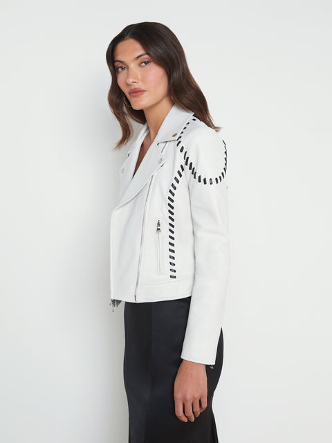 Eleana Whipstitch Leather Jacket jacket L'AGENCE   