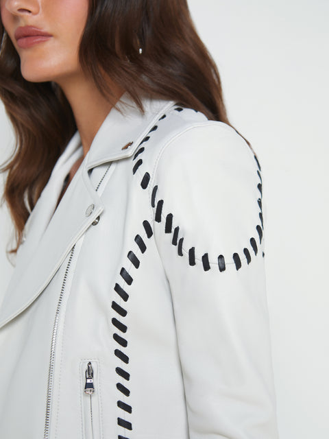 Eleana Whipstitch Leather Jacket jacket L'AGENCE Sale   